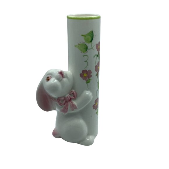 Vintage F.T.D.A. Weiss Brazil Porcelain Bunny Bud Vase Easter 7.75” - Picture 1 of 7